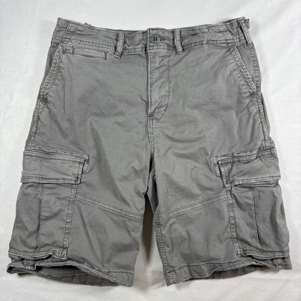 American Eagle Flex Cargo Shorts Mens 30 Gray Cotton Blend Outdoor Gorpcore